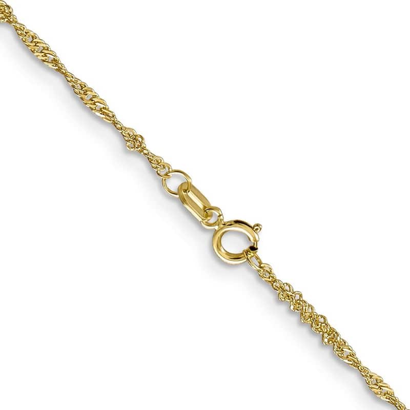 Curata 10k Yellow Gold 1.4mm Singapore Chain Necklace (Spring Ring)