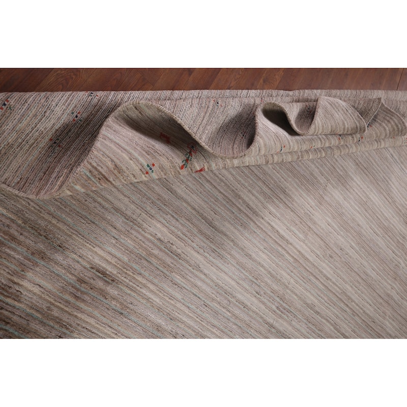 Striped Gabbeh Indian Area Rug Handmade Wool Carpet - 9'0"x 11'8"