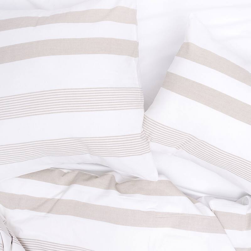 Noland Stripe Dune Queen Duvet Cover