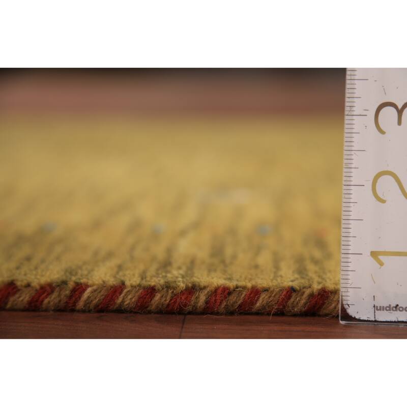 Green Gabbeh Indian Foyer Rug Handmade Wool Carpet - 2'11" x 4'10"