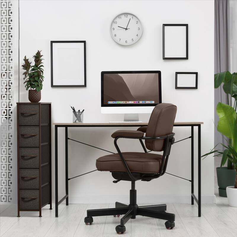 Sorbus Narrow Dresser with 5 Drawers - Vertical Slim Storage Chest of Drawers with Steel Frame, Wood Top & Easy Pull Fabric Bins