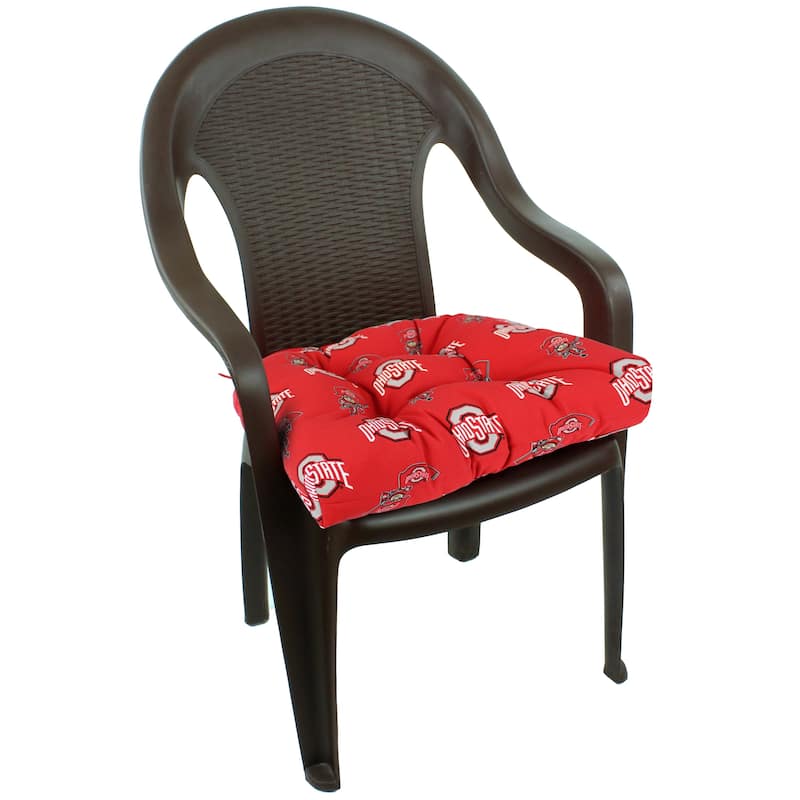 Ohio State Buckeyes Indoor / Outdoor Seat Cushion Patio D Cushion 20" x 20", 2 Tie Backs - 20" x 20" x 3"
