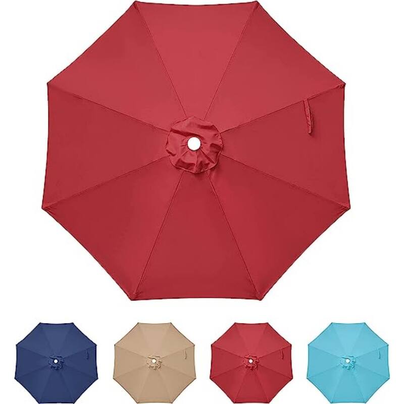 9ft.Patio Umbrella Replacement Canopy, Outdoor Table & Market & Yard Umbrella Replacement Top Cover (No stand and base) - Red