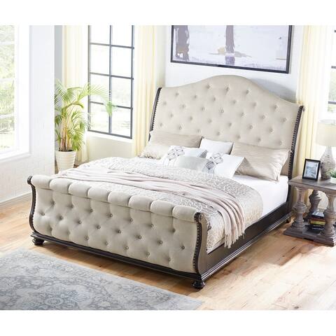 Gracewood Hollow Raymond Rich Molasses Upholstered Sleigh Bed