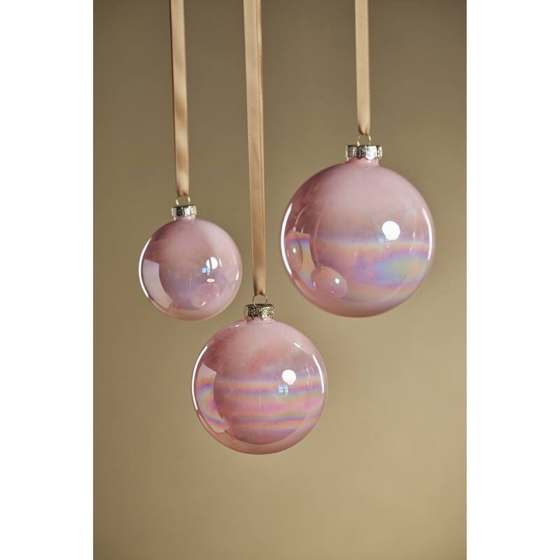 Solid Luster 4" Glass Ball Ornaments, Set of 6