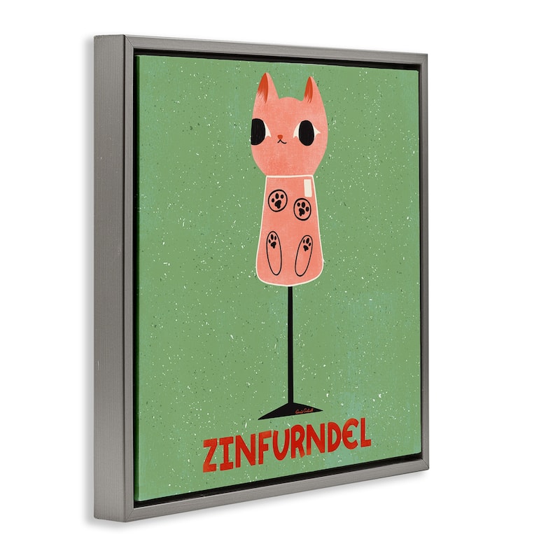 Stupell Zinfurndel Feline Wine Framed Floater Canvas Wall Art Design By Carrie Cantwell