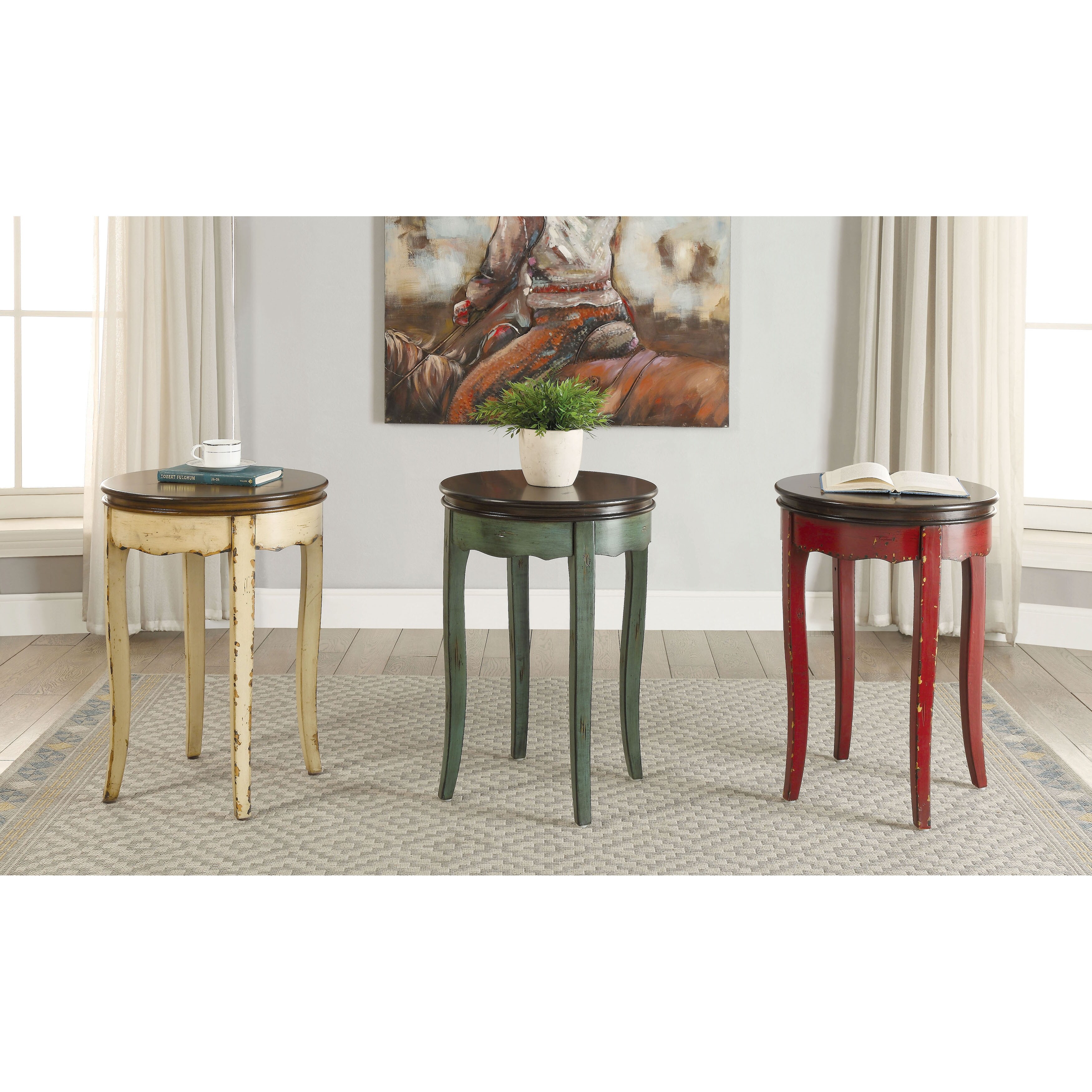 Shop Furniture Of America Lira Vintage White Solid Wood Round Side Table Overstock 14682425