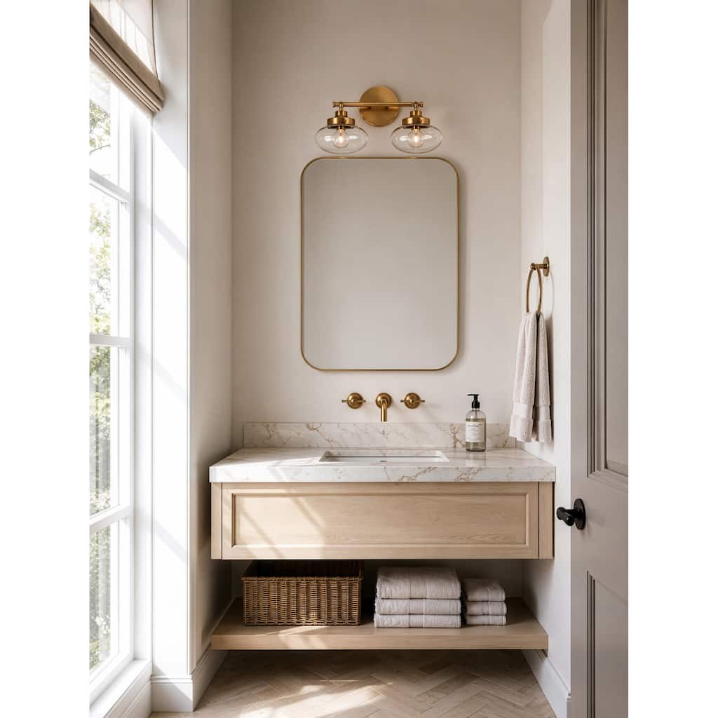 Varaluz Harrow Architectural Bathroom Vanity Light - Aged Brass