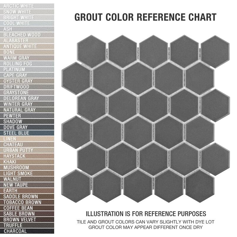 Merola Tile Metro 2" Hex Glossy Grey 11-1/8" x 12-5/8" Porcelain Floor and Wall Tile