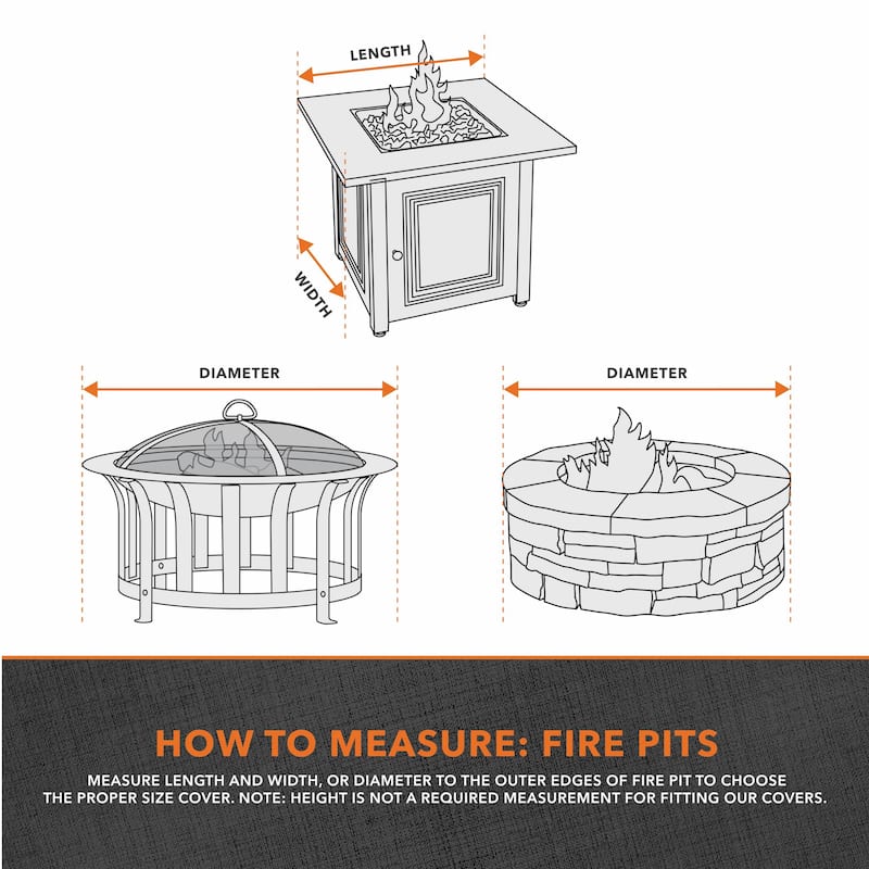 Modern Leisure® Garrison Square Fire Pit Table Cover, Waterproof, 32" Square x 22"H, Granite