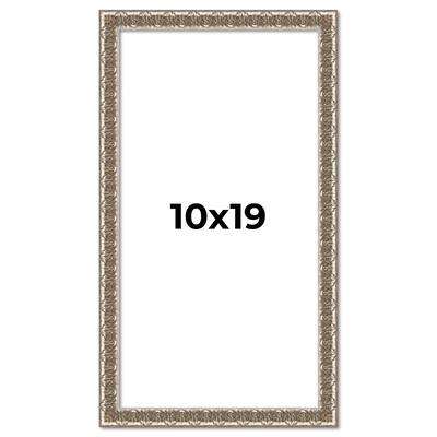 10x19 Frame Silver Versailles Ornate Solid Wood Picture Frame | 1 Inch