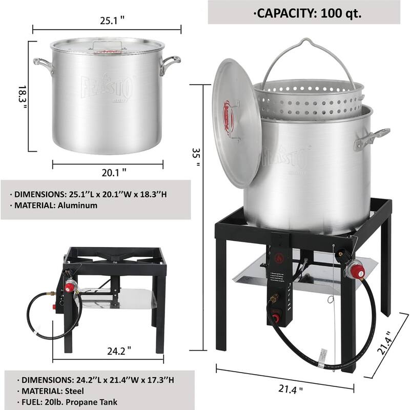 FEASTO 100QT Aluminum Boil Kit for Seafood Boiler and Steamer