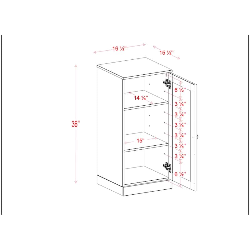 100% Solid Wood Short Freestanding Bathroom Linen Cabinet with Doors, Adjustable Shelves, Modular Storage, 16.5" W x 35.75" H