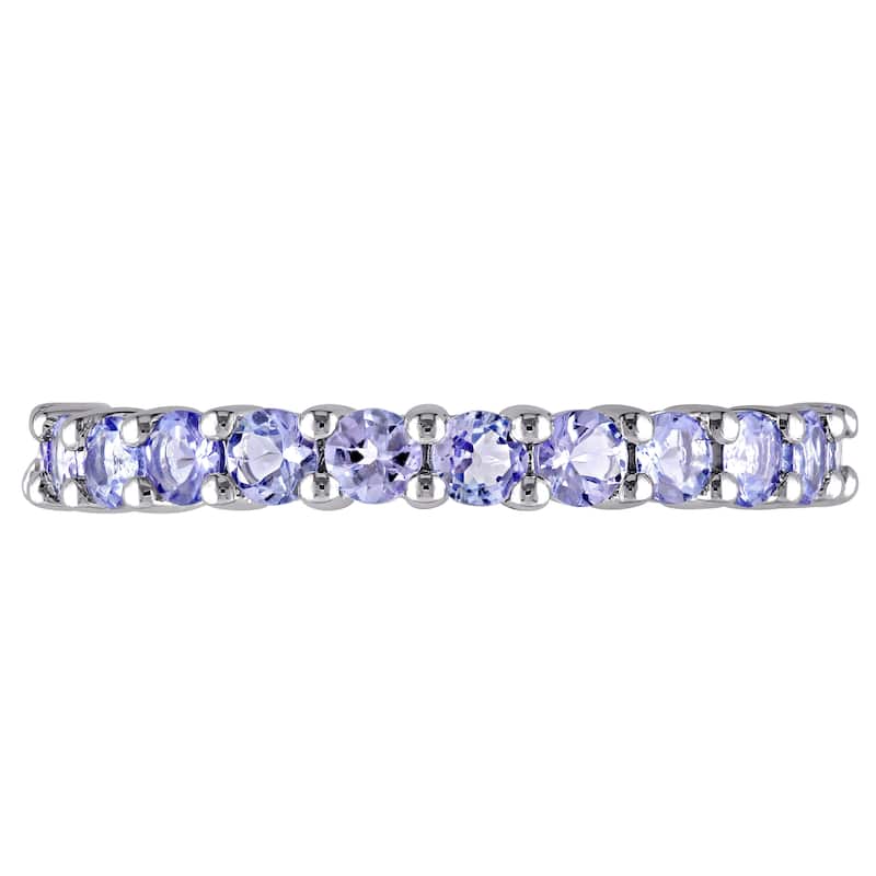 Miadora Sterling Silver Amethyst Anniversary Semi-Eternity Ring