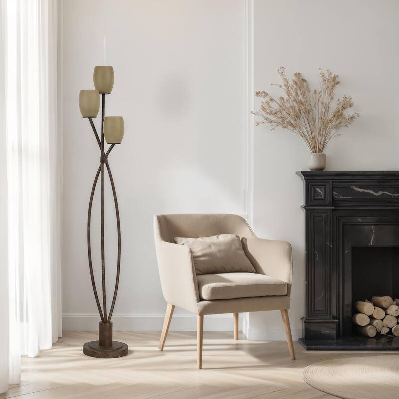 Everren Soan 65.0" Height Floor Lamps, Copper Bronze With Gold - Brown