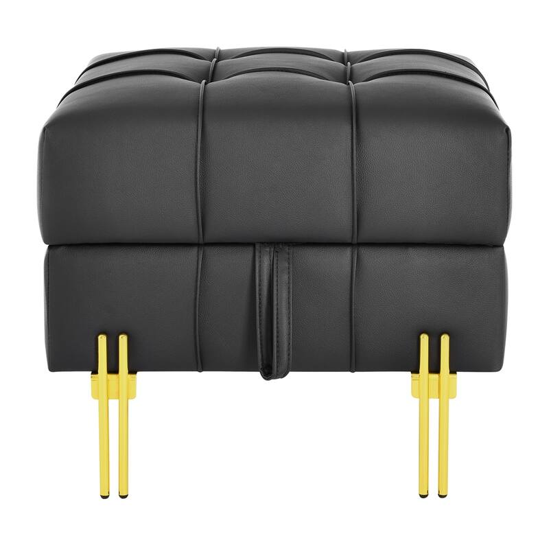 22" Anti-scratch Leather Storage Ottoman,Pet Friendly Entryway Bench