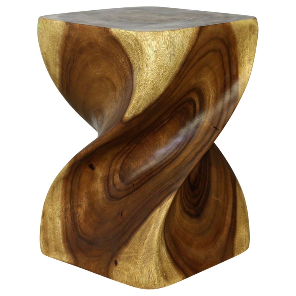 Haussmann Big Twist Solid Wood End Table - 14 x 14 x 20 in - Antique Oak - 14" x 14" x 20"