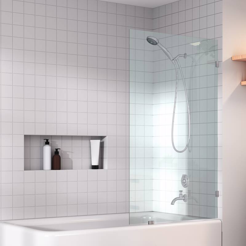 Glass Warehouse 58.25" x 22.5" Frameless Shower Bath Fixed Panel