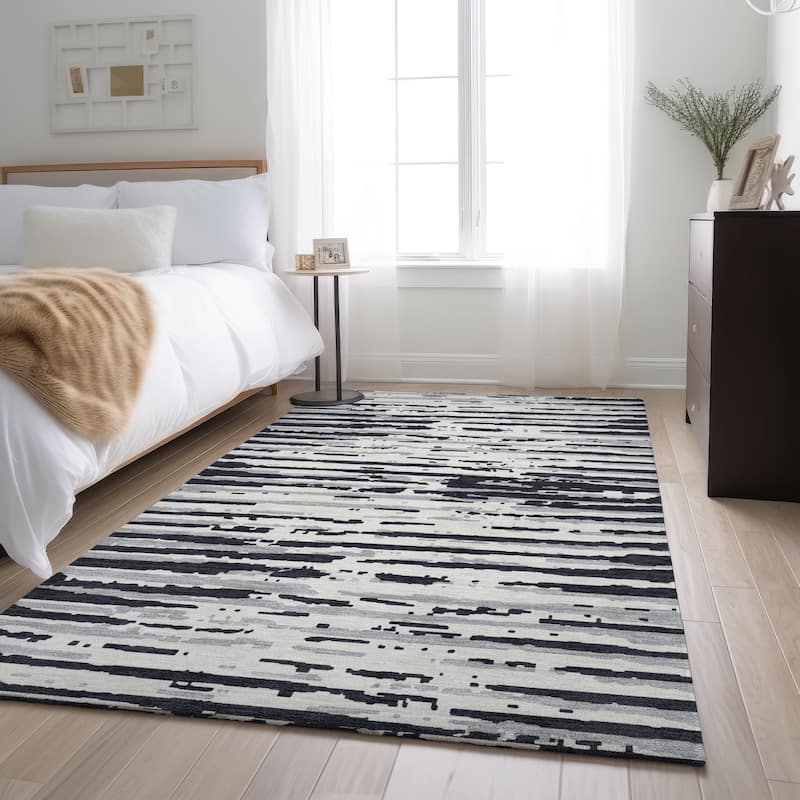 Premium Washable Super Soft Modern Scratches Mayfield Rug - Black - 3' x 5'