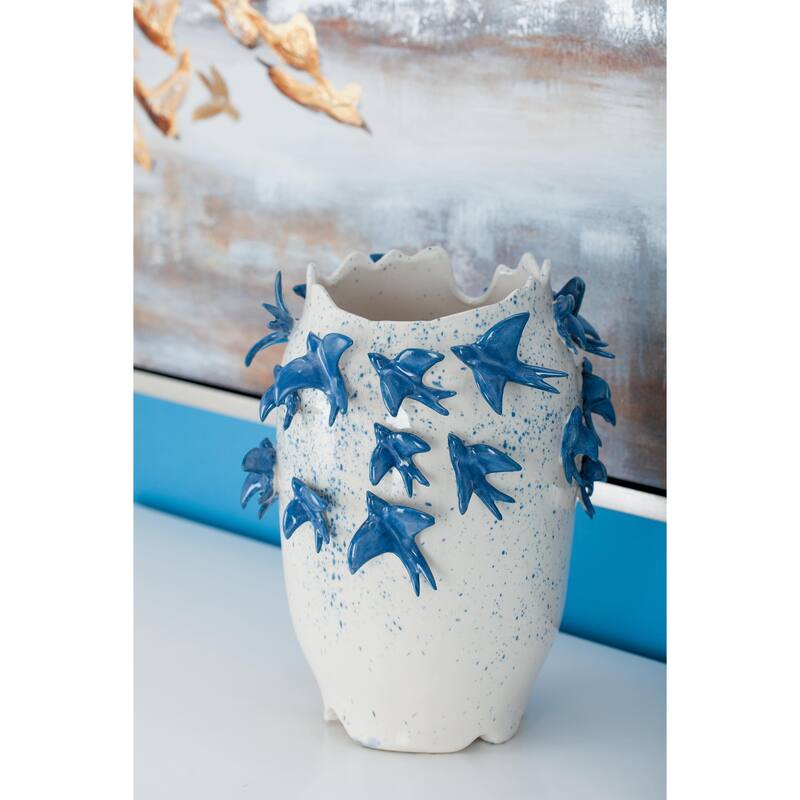 Ceramic Bird 3D Decorative Vase - White - Roche River Decor