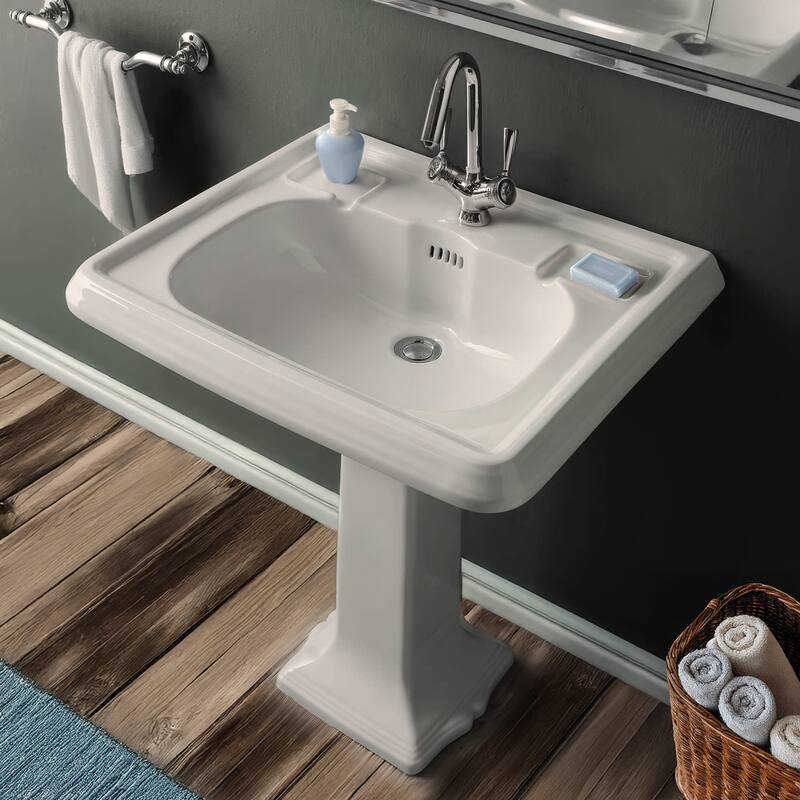 Whitehaus AR854-AR805-1H 28-3/4" Rectangular Vitreous China Pedestal