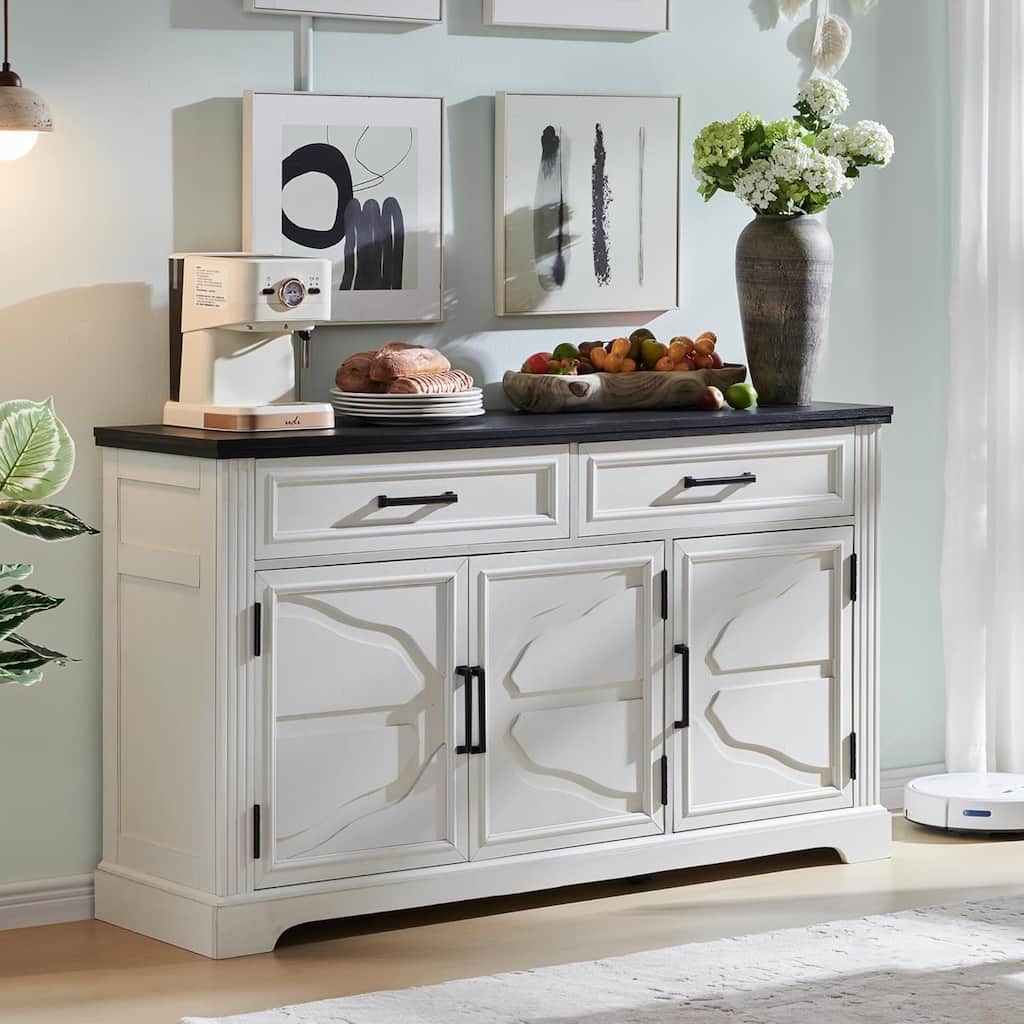 55" Large Buffet Sideboard Cabinet, Buffet Table Coffee Bar Wine Bar