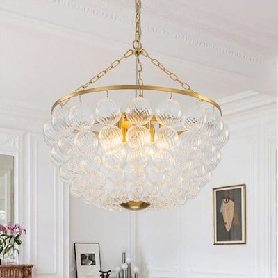 Modern Glam Bowl Twisted Glass Cluster Bubble Chandelier