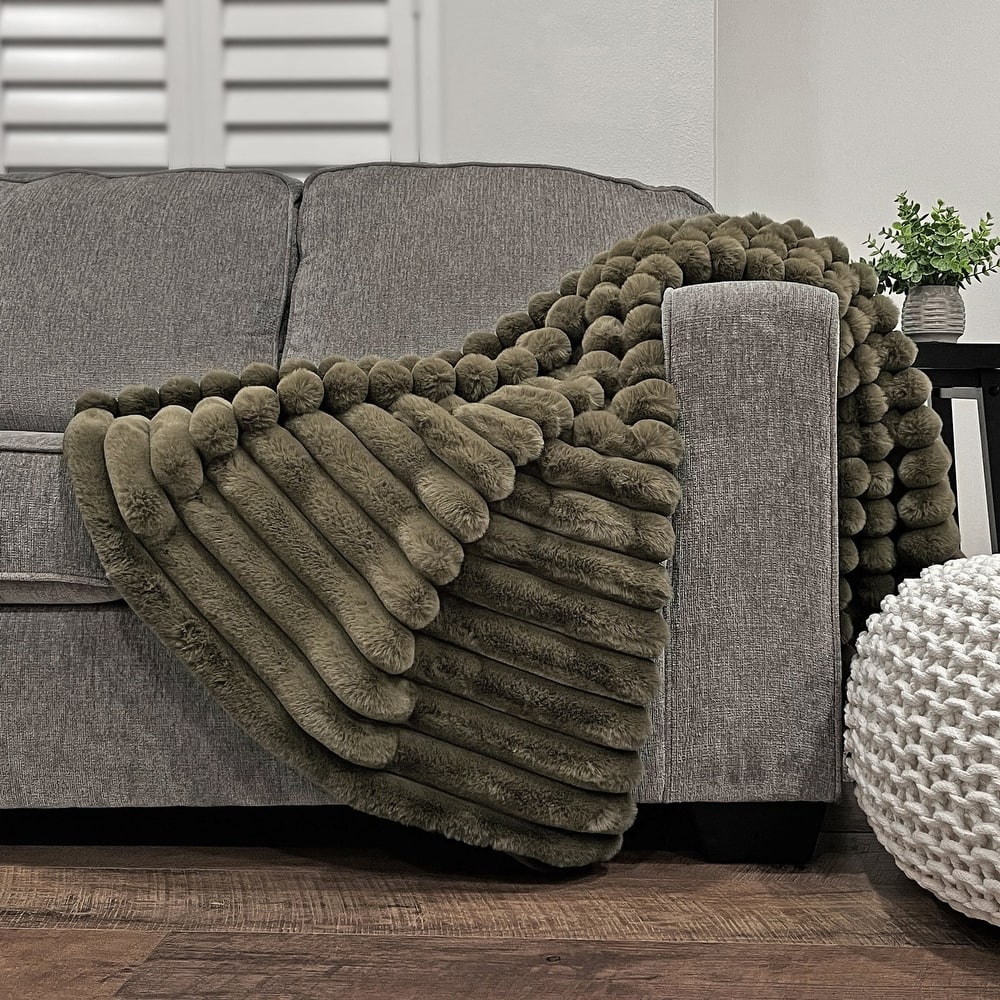 Channel Textured FauxFur Throw