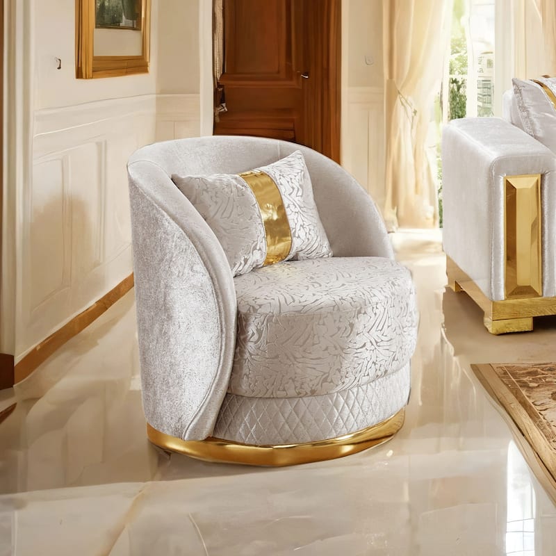 Furniture of America Maxine Glam Upholstered Solid Wood Swivel Chair