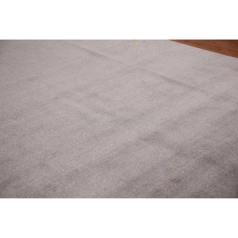 Tribal Gray Gabbeh Oriental Area Rug Handmade Wool Carpet - 7'9" x 9'10"