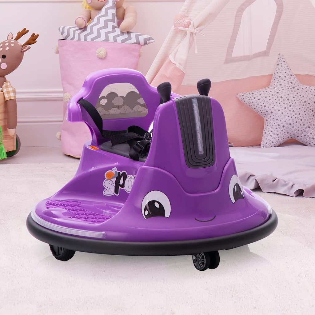 12V Snail Shaped Electric Bumper Car for Kids with Remote Control, Ride on Car, 360 Degree Rotating Racing Car Toy