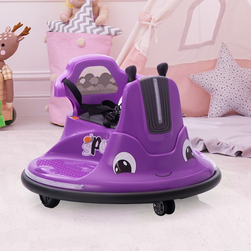 12V Snail-Shaped Kids Electric Bumper Car with Remote Control, Ride On Car with LED Lights,360 Degree Rotate, Toddler Race Toys