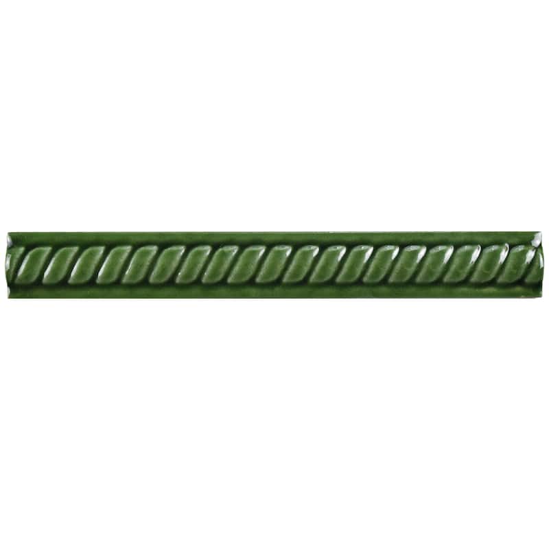 Merola Tile Trenza Moldura Verde 1" x 7-7/8" Ceramic Wall Trim - (1 Tile)