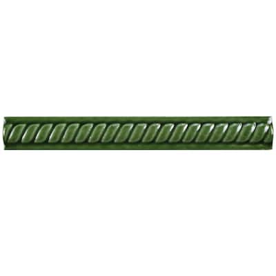 Merola Tile Trenza Moldura Verde 1" x 7-7/8" Ceramic Wall Trim - (1 Tile)