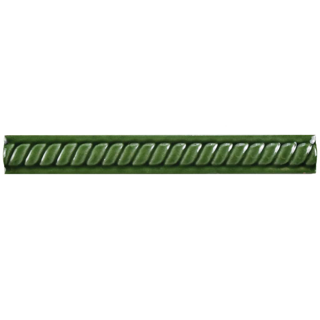 Merola Tile Trenza Moldura Verde 1" x 7-7/8" Ceramic Wall Trim - (1 Tile)