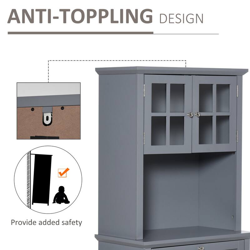 Modern Storage Cabinet with Drawer Adjustable Shelves Anti Tipping Durable MDF for Kitchen and Home - 27" W x 15.75" D x 64.5" H