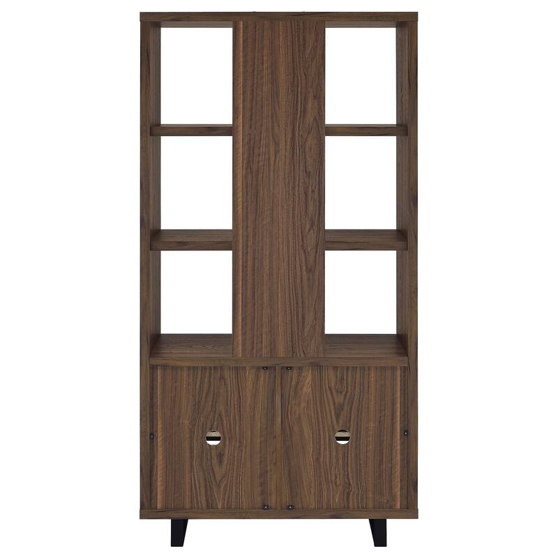 Rodger Walnut 3-shelf Cabinet Bookcase