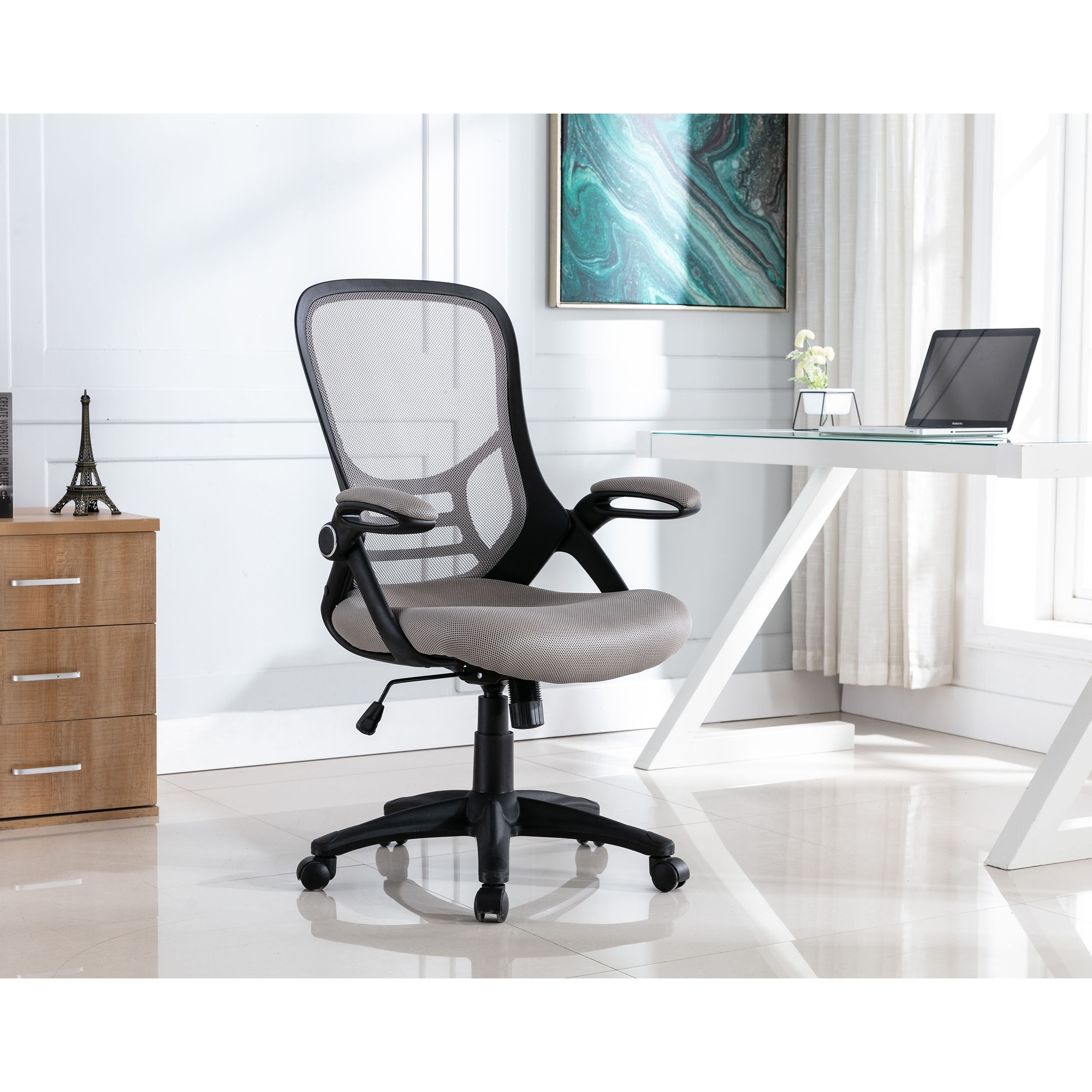 Porthos Home Ubert Office Chair Lumbar Support Flip up Armrests