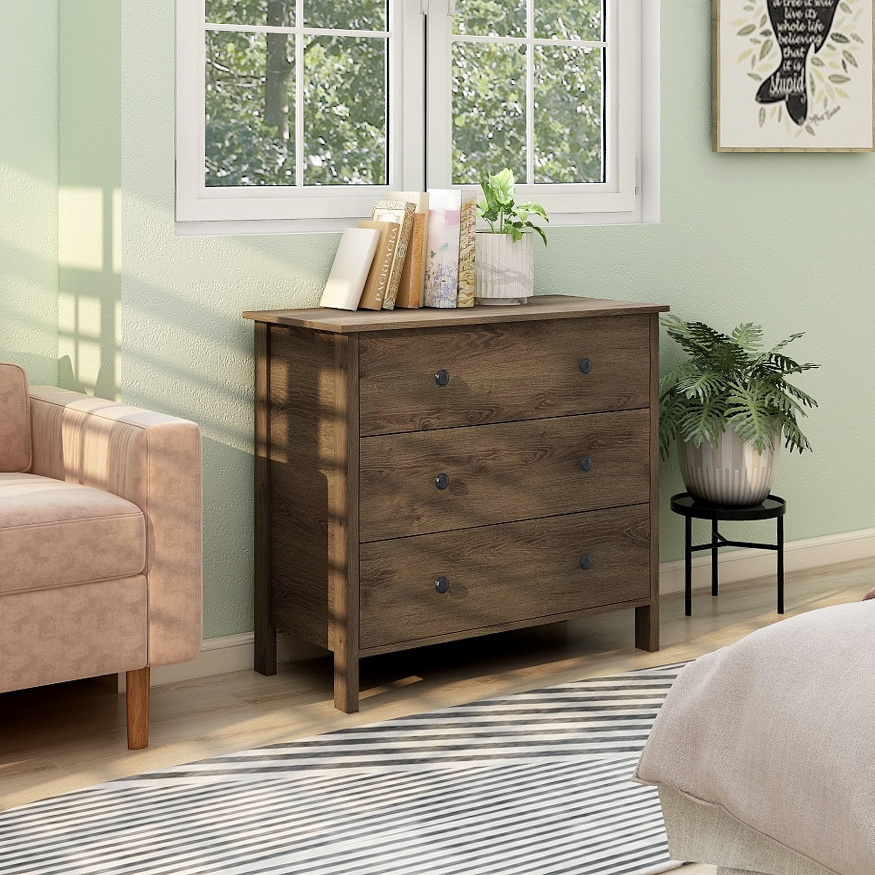 Mulgrew Rustic Walnut Storage Dresser by Carbon Loft 6 drawer