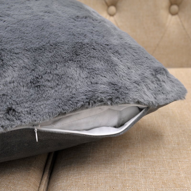 Decorative Solid Fauxfur Square Pillow Covers set of 2, NO INSERT