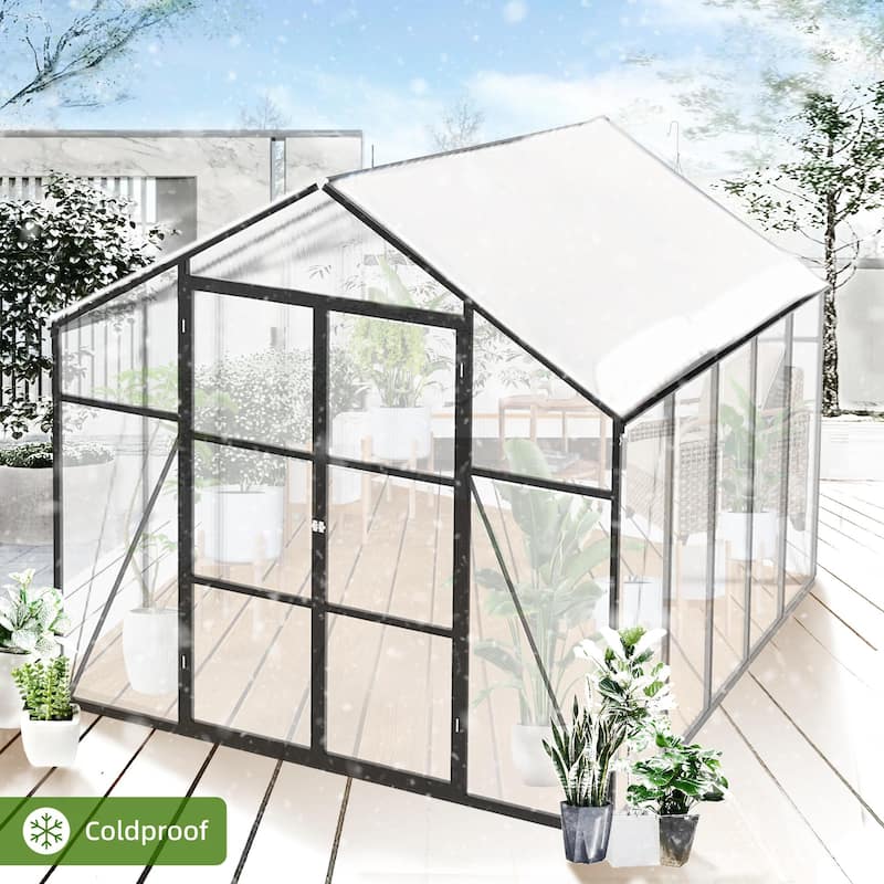 Rust-resistant Walk-In Greenhouse Shed Garden Shed with UV-Blocking Panels & Integrated Drainage System
