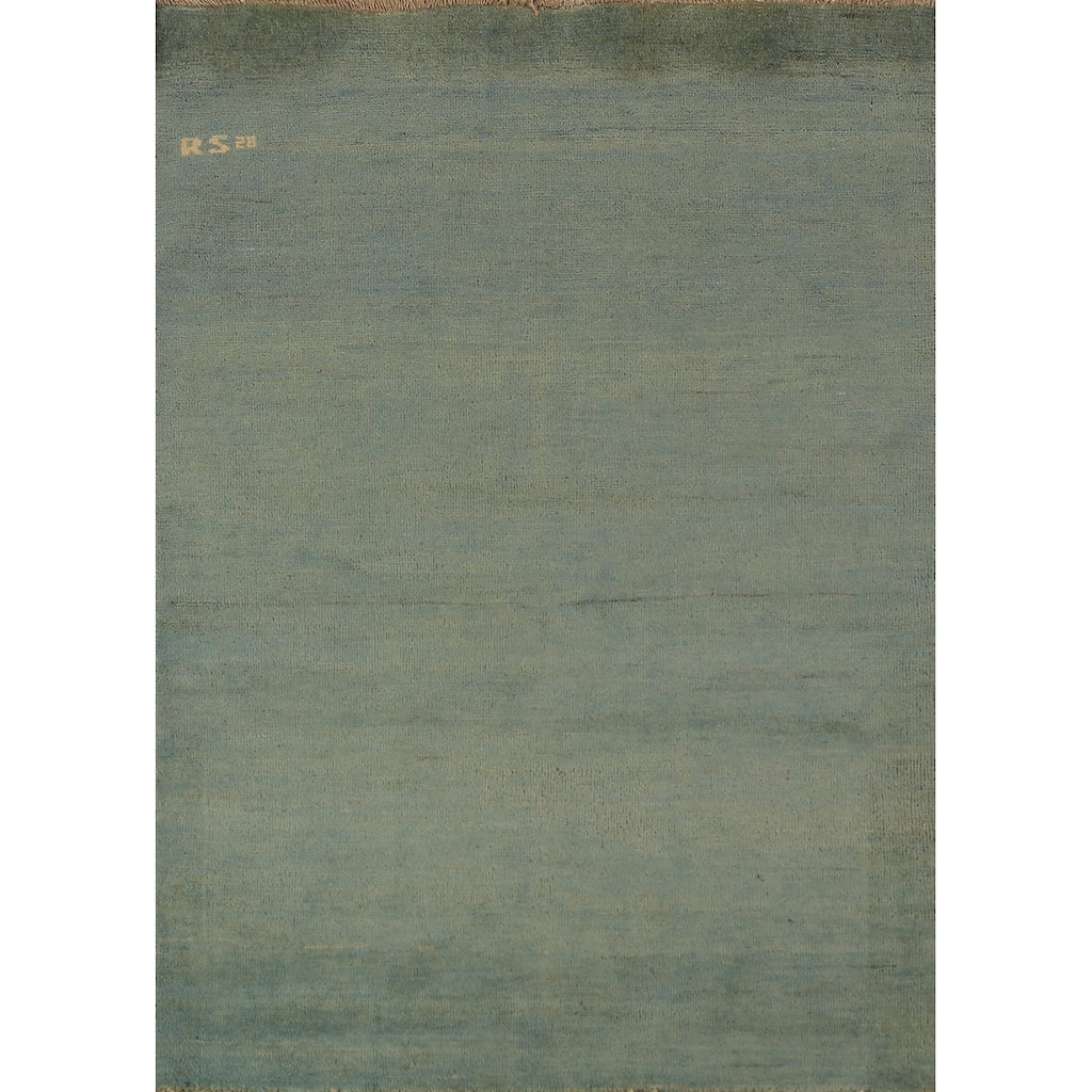 Green & Blue Modern Gabbeh Oriental Rug Handmade Wool Carpet - 3'2" x 4'11"