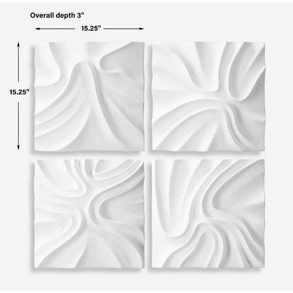 Uttermost 04368 Snowdrift 15" x 15" Sculptural Wall Panels - Set of 4