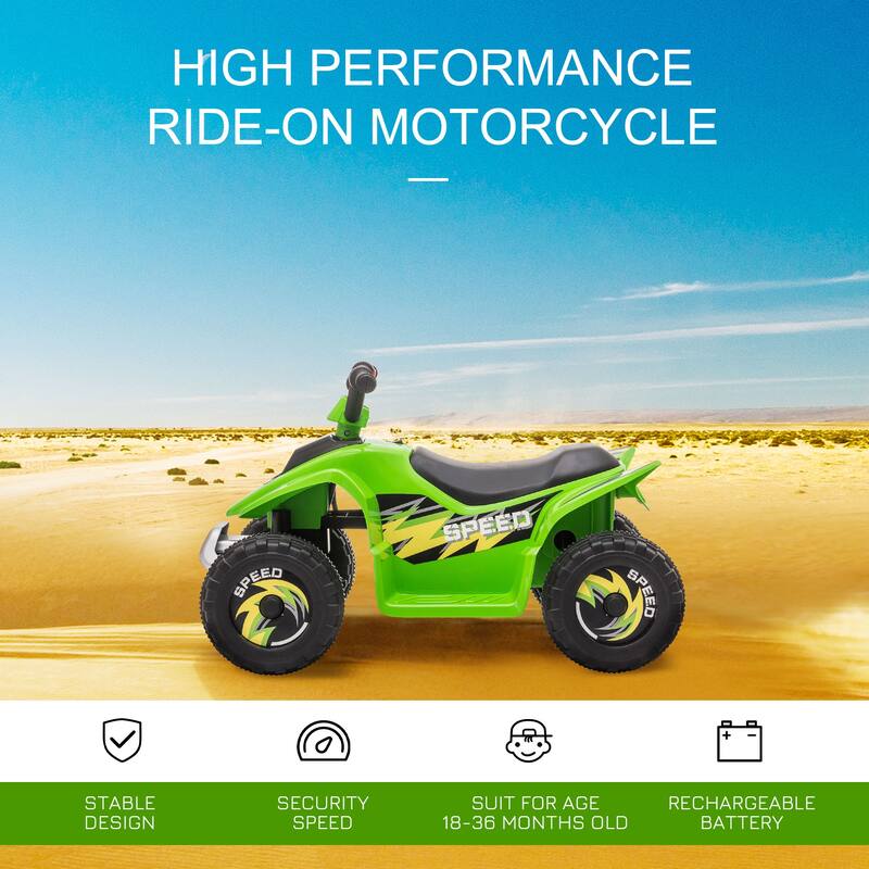6V Battery-Powered Toddler ATV, Motorized Quad for Ages 18-36 Months, 4 Wheels, Rechargeable, Pink