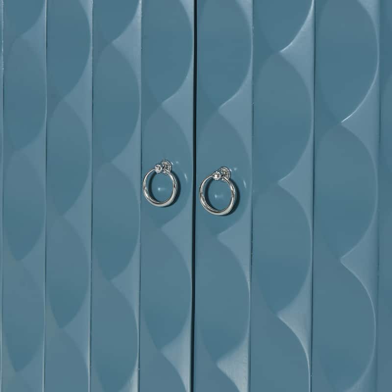 Buffet Cabinet with 4 Convex Pattern Doors, Storage Cabinet with 2 Silver Handle, Sideboard Cabinet with Adjustable Shelves