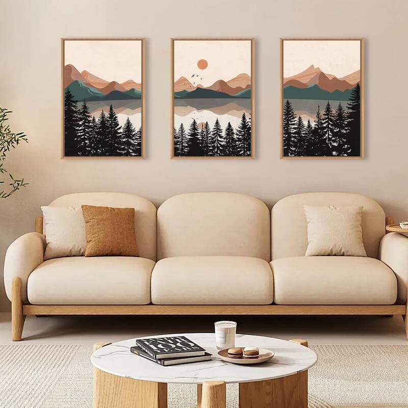 Lake Pines Tree Sunset Nature Landscape Art Print