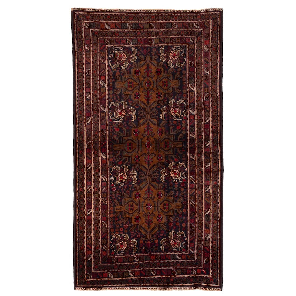 ECARPETGALLERY Hand-knotted Teimani Dark Navy Wool Rug - 4'3 x 7'10