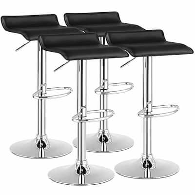 Gymax Set of 4 Swivel Bar Stool PU Leather Adjustable Kitchen Counter - See Details