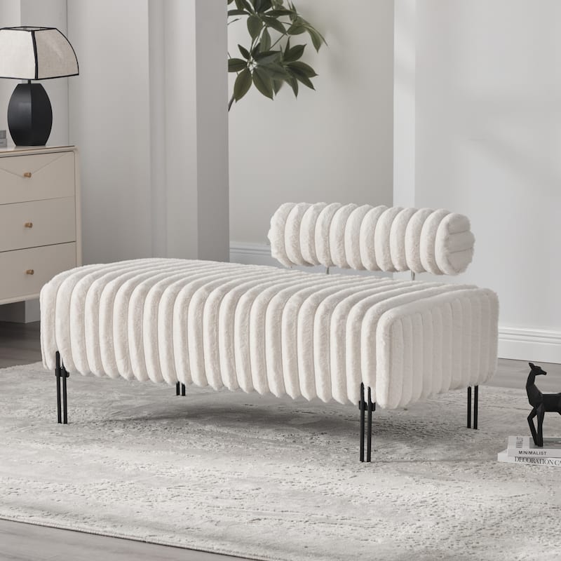 49.6"W Oversized Modern Upholstered Bench Ottoman with Metal Legs