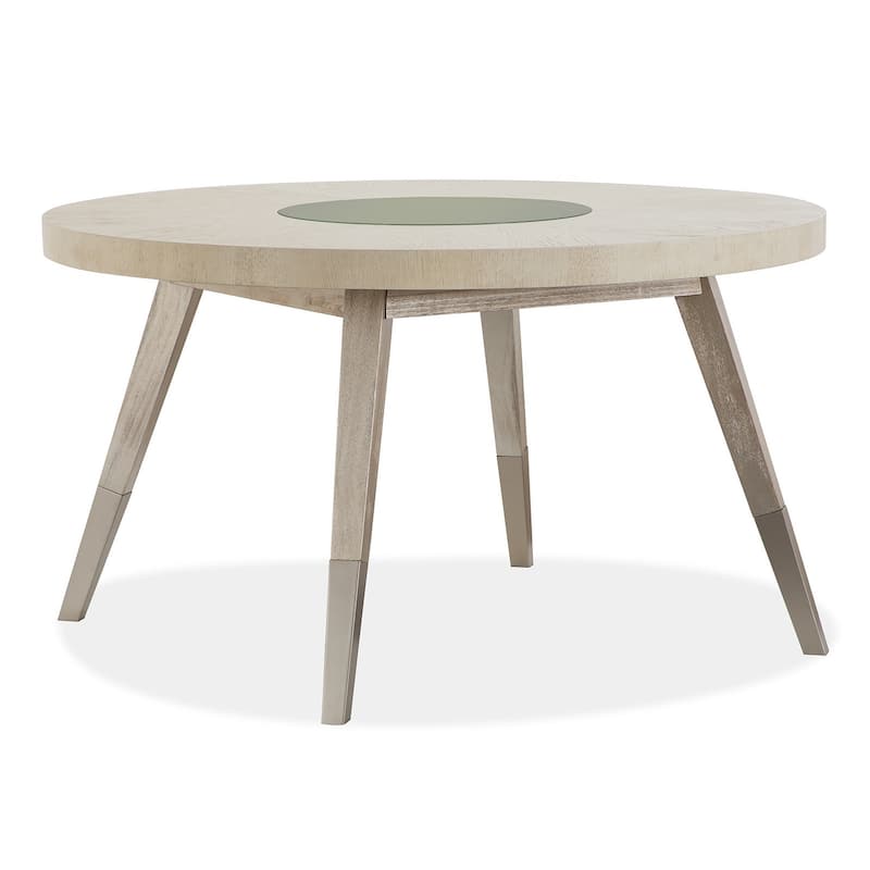 Magnussen Home Lenox Warm Silver And Acadia White Round Dining Table - 54''W x 54''D x 30''H - 54''W x 54''D x 30''H